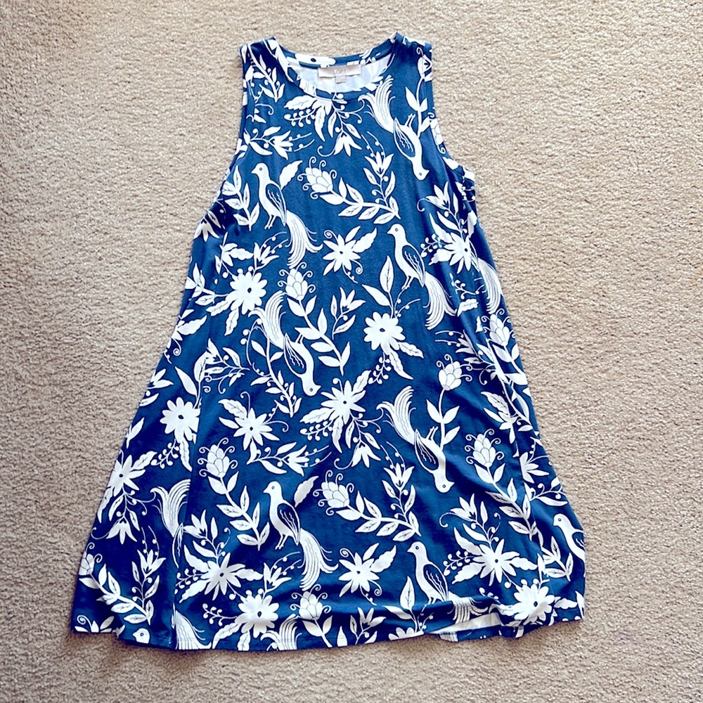 LOFT bird and floral print sleeveless sundress
